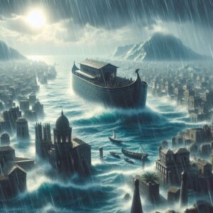 Bible artwork of the global flood of Noah in Genesis 7
