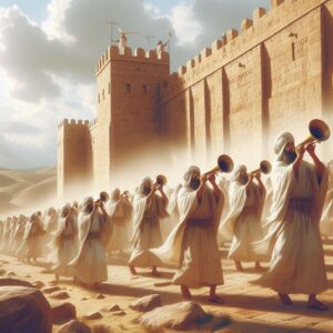 Bible Art of the Israelites marching around the walls of Jericho Joshua 6