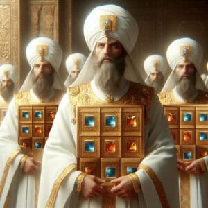 Bible art of the Levitical priests wearing ephod - Numbers 18